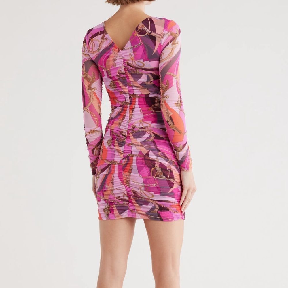 L'AGENCE Lolissa Rushed Long Sleeve Mesh Mini Dress Size 4 NWT - Picture 2 of 8